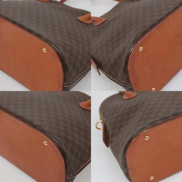 CELINE Macadam Canvas Hand Bag Pvc Leather Brown Gold - Picture 10 of 12